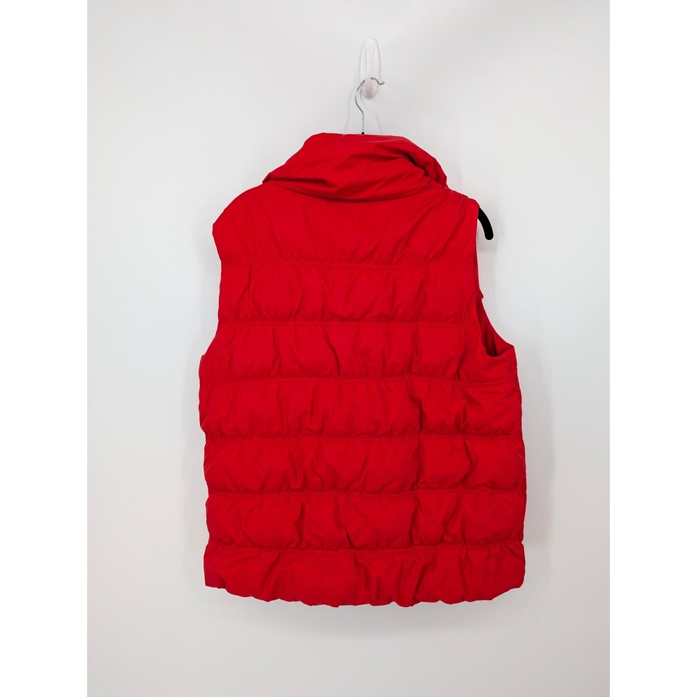 Eileen Fisher Puffer Vest Women Medium Red Down Feather Filled Quilted Snap - Picture 7 of 8